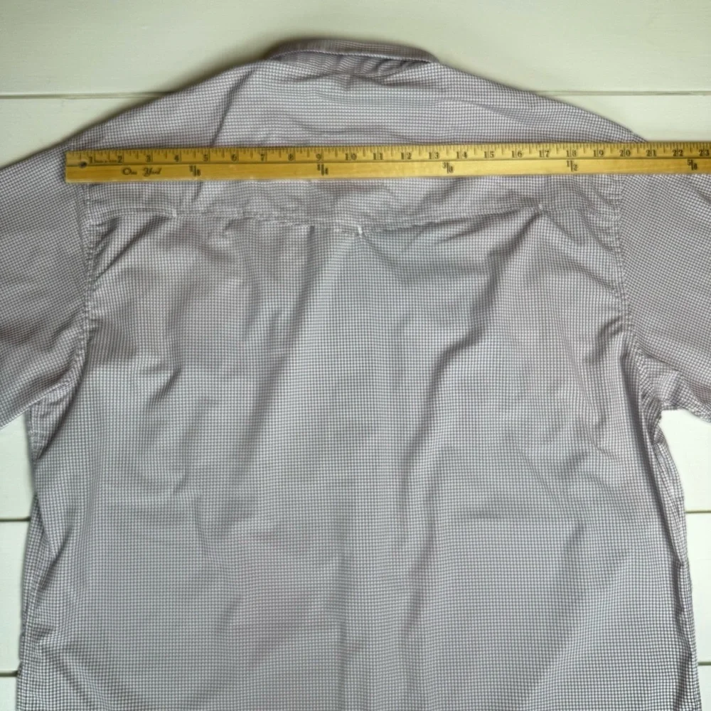 PONCHO Mens Maroon Micro-Check Pearl Snap Short Sleeve Shirt Maroon Microcheck - Picture 9 of 11
